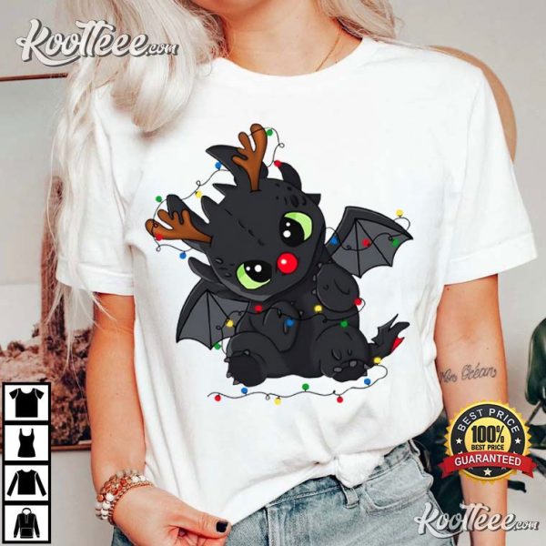 Toothless Christmas Lights How To Train Your Dragon T-Shirt