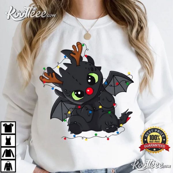 Toothless Christmas Lights How To Train Your Dragon T-Shirt