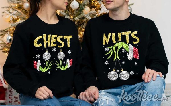 Chestnuts Matching Funny Christmas Couple Shirts