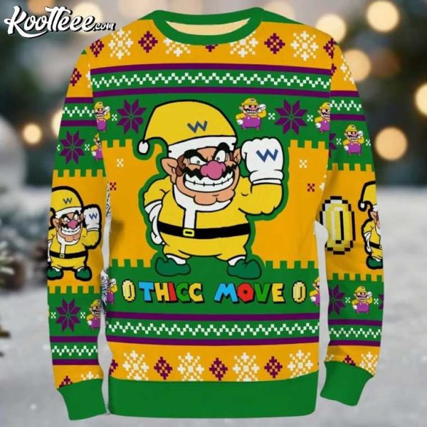 Wario Super Mario Thicc Move Christmas Ugly Sweater