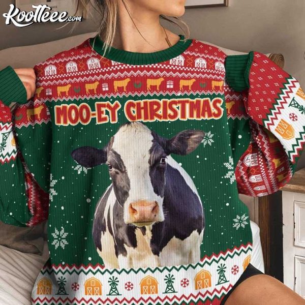 Cow Moo-ey Christmas Ugly Sweater