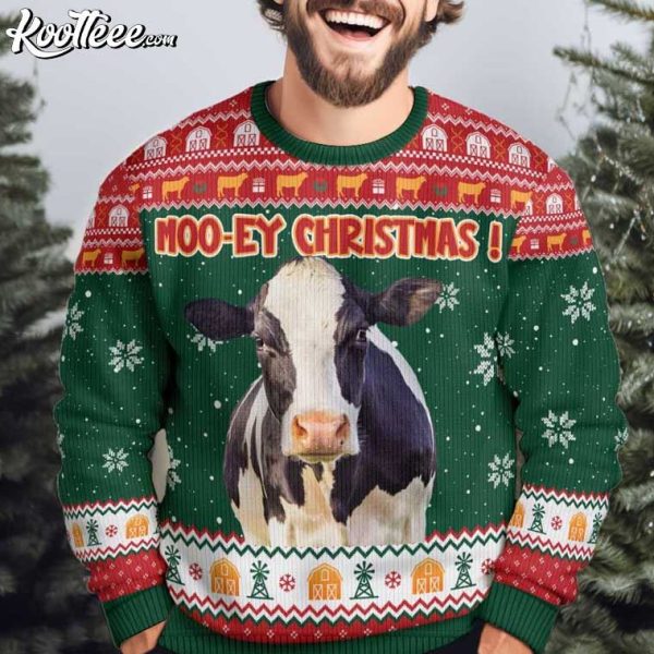 Cow Moo-ey Christmas Ugly Sweater