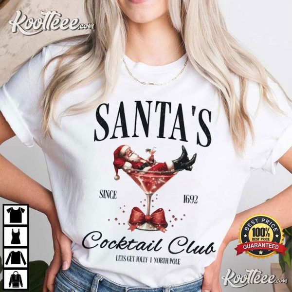 Santas Cocktail Club Christmas T-Shirt