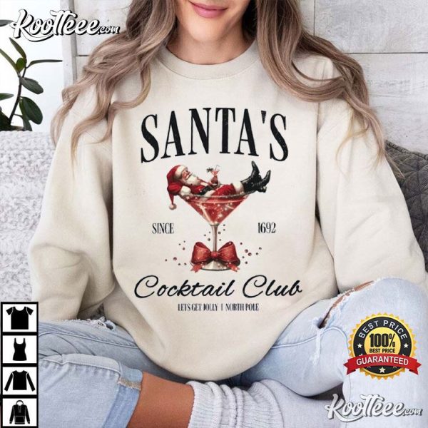 Santas Cocktail Club Christmas T-Shirt