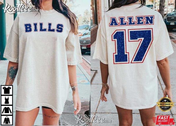 Buffalo Bills Josh Allen Faux Glitter T-Shirt