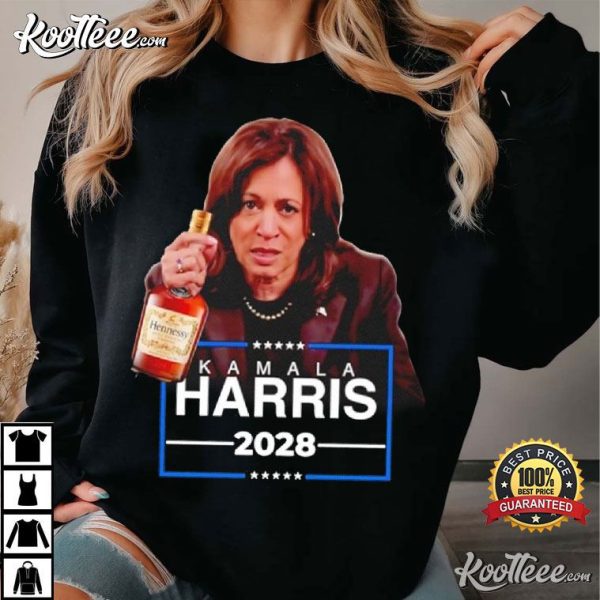 Kamala Harris 2028 Drinking Hennessy T-Shirt