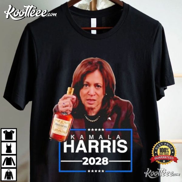 Kamala Harris 2028 Drinking Hennessy T-Shirt