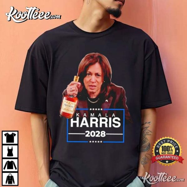 Kamala Harris 2028 Drinking Hennessy T-Shirt