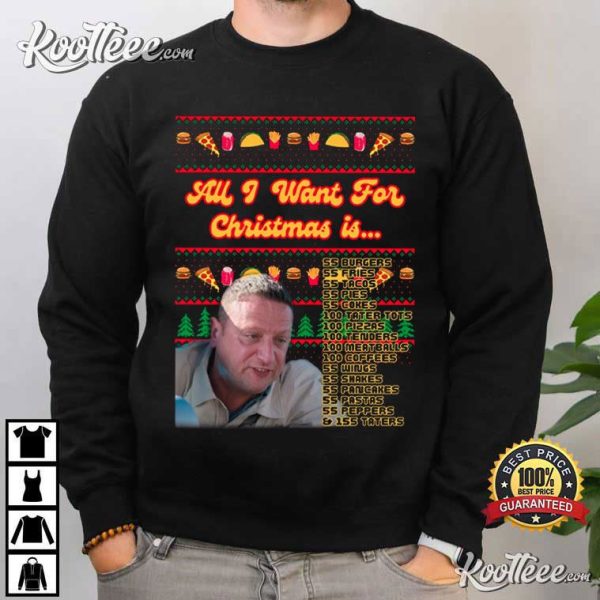 55 Burgers 55 Fries Tim Robinson Ugly Christmas T-Shirt