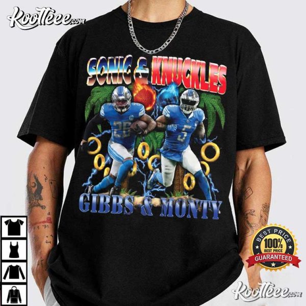 Gibbs And Monty Sonic And Knuckles Detroit Lions T-Shirt