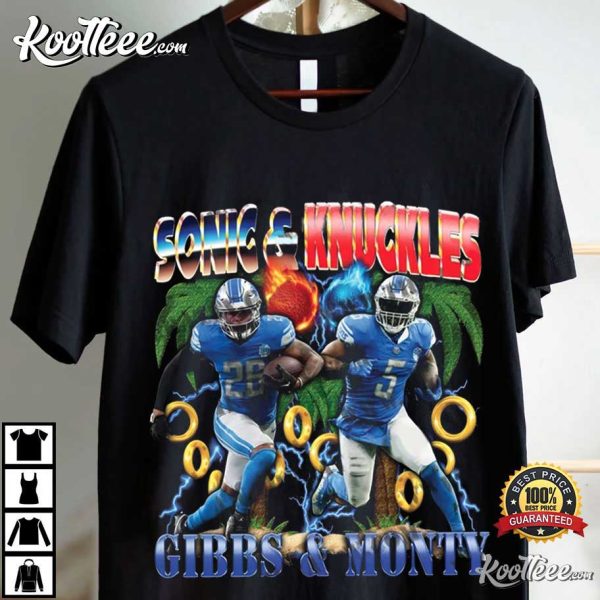 Gibbs And Monty Sonic And Knuckles Detroit Lions T-Shirt