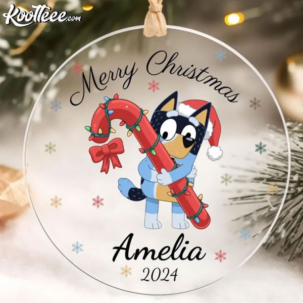 Bandit Heeler Bluey Merry Christmas Custom Ornament