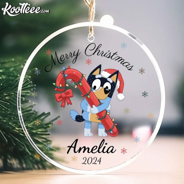 Bandit Heeler Bluey Merry Christmas Custom Ornament