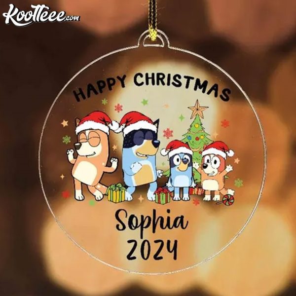 Bluey Family Happy Christmas Personalized Ornament