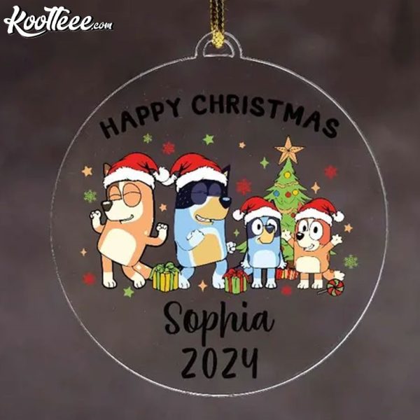 Bluey Family Happy Christmas Personalized Ornament