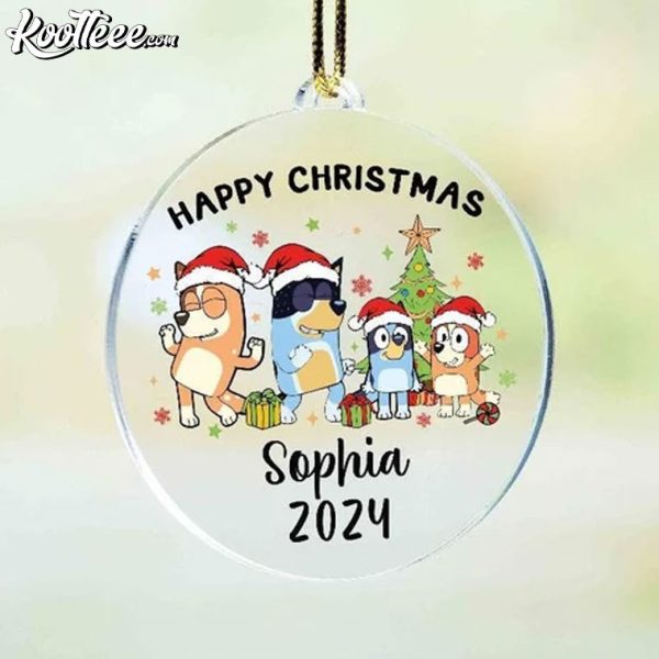 Bluey Family Happy Christmas Personalized Ornament