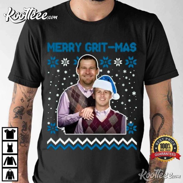 Dan Campbell and Jared Goff Merry Grit Mas Football T-Shirt