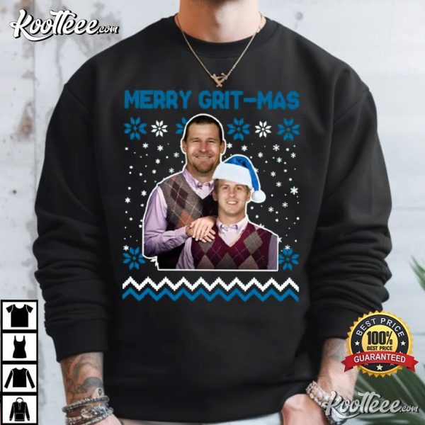 Dan Campbell and Jared Goff Merry Grit Mas Football T-Shirt