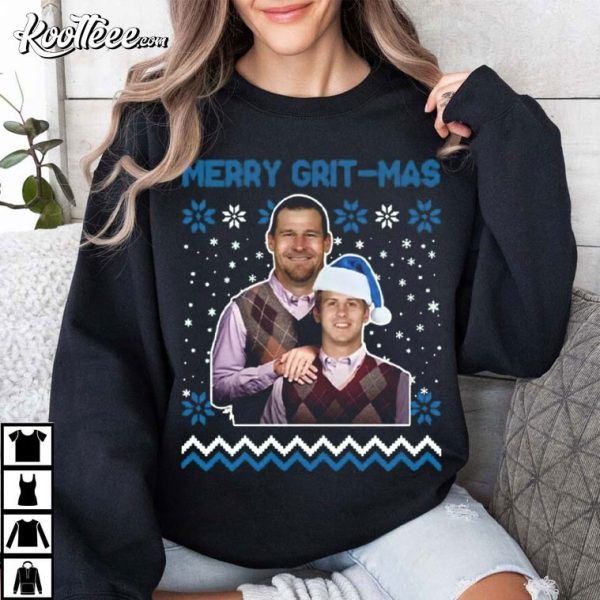 Dan Campbell and Jared Goff Merry Grit Mas Football T-Shirt