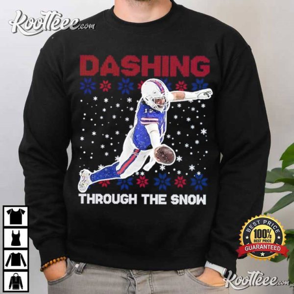 Josh Allen Dashing Through The Snow Ugly Christmas T-Shirt