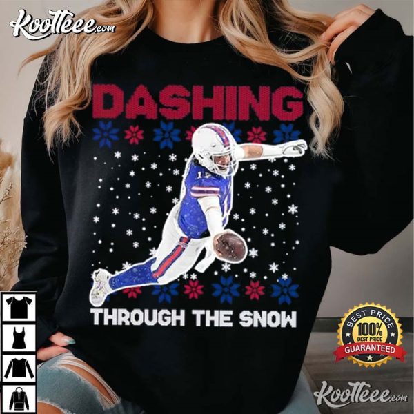 Josh Allen Dashing Through The Snow Ugly Christmas T-Shirt