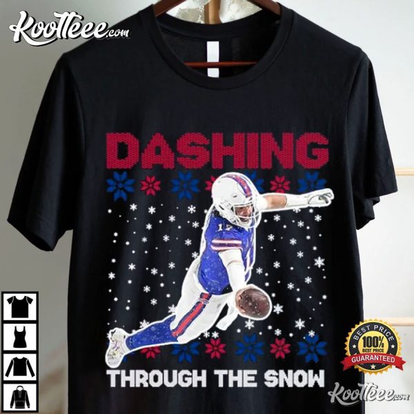 Josh Allen Dashing Through The Snow Ugly Christmas T-Shirt