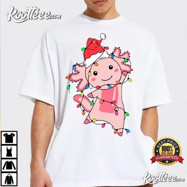 Cute Axolotl Cartoon Christmas Light T-Shirt