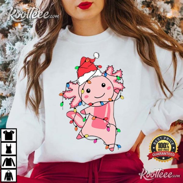 Cute Axolotl Cartoon Christmas Light T-Shirt