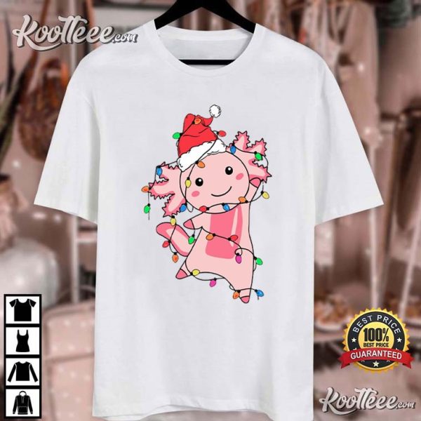 Cute Axolotl Cartoon Christmas Light T-Shirt