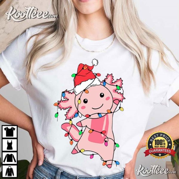 Cute Axolotl Cartoon Christmas Light T-Shirt