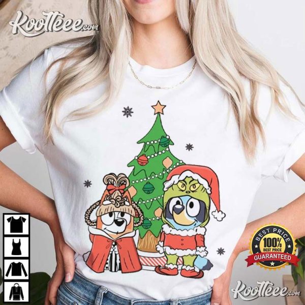 Grinch Bluey Cindy Bingo Christmas T-Shirt