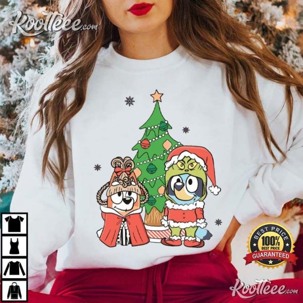 Grinch Bluey Cindy Bingo Christmas T-Shirt