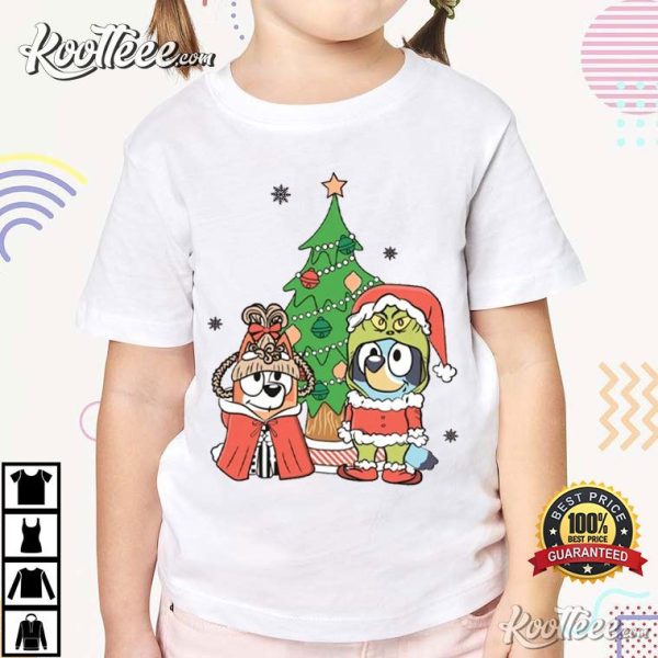 Grinch Bluey Cindy Bingo Christmas T-Shirt