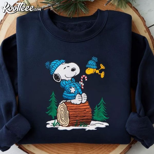 Snoopy And Woodstock Holiday Christmas Embroidered Sweatshirt