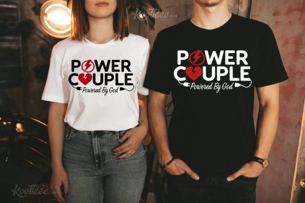 Power Couple Powered By God Valentines Day T-Shirt