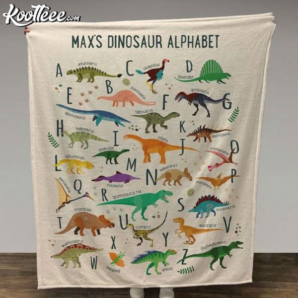 Dinosaur Alphabet Custom Name Kids Fleece Blanket