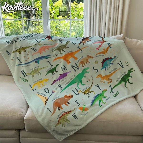 Dinosaur Alphabet Custom Name Kids Fleece Blanket