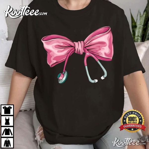 Coquette Stethoscope Bow Gift For Nurse T-Shirt