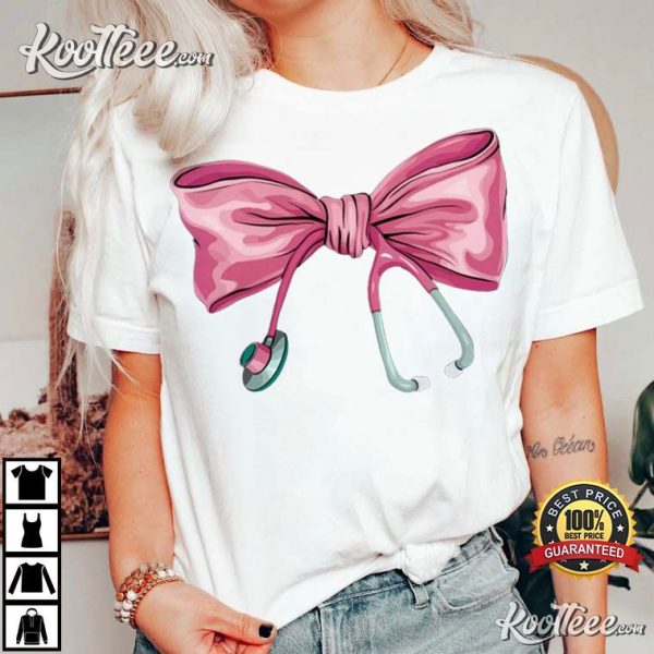 Coquette Stethoscope Bow Gift For Nurse T-Shirt