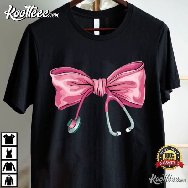 Coquette Stethoscope Bow Gift For Nurse T-Shirt