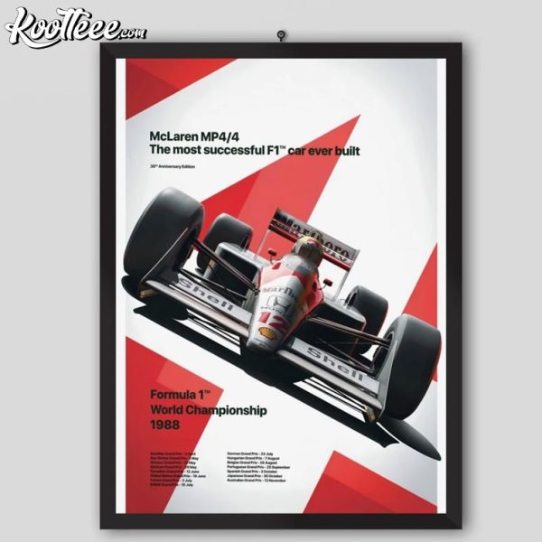 McLaren MP44 Ayrton Senna 1988 F1 Vintage Car Poster