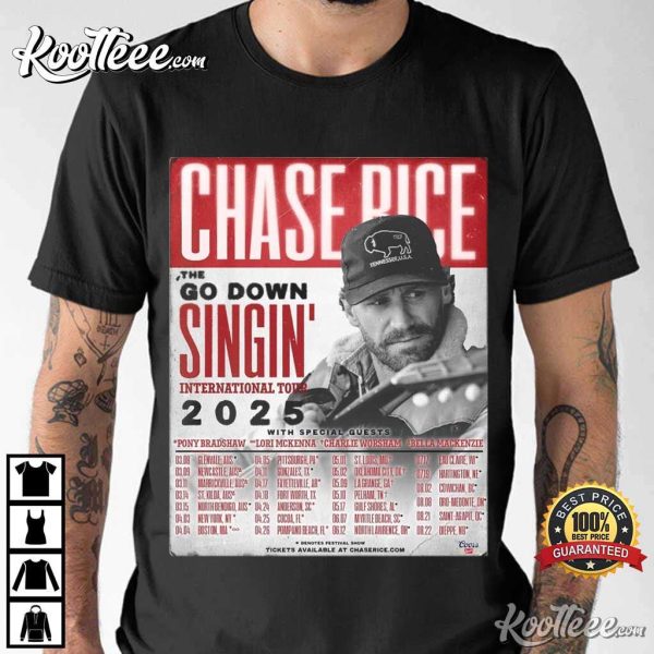 Chase Rice 2025 The Go Down Singin’ International Tour T-Shirt