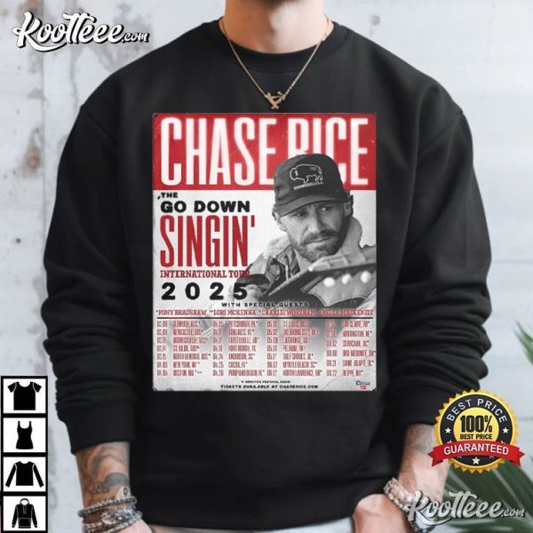 Chase Rice 2025 The Go Down Singin’ International Tour T-Shirt