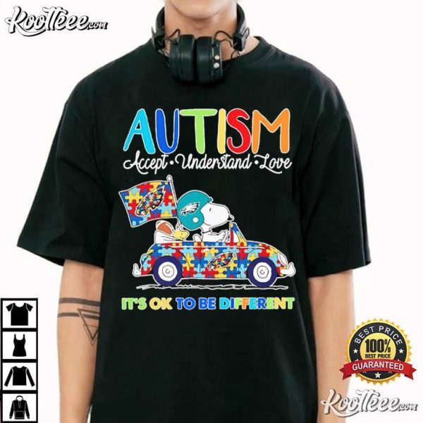 Philadelphia Eagles Autism x Snoopy And Woodstock T-Shirt