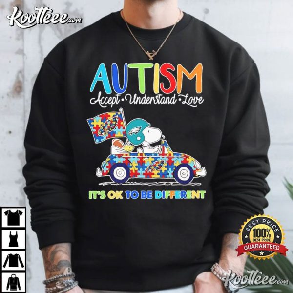 Philadelphia Eagles Autism x Snoopy And Woodstock T-Shirt