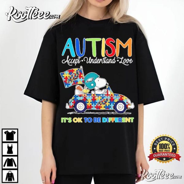 Philadelphia Eagles Autism x Snoopy And Woodstock T-Shirt