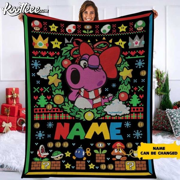 Personalized Super Mario Birdo Christmas Fleece Blanket