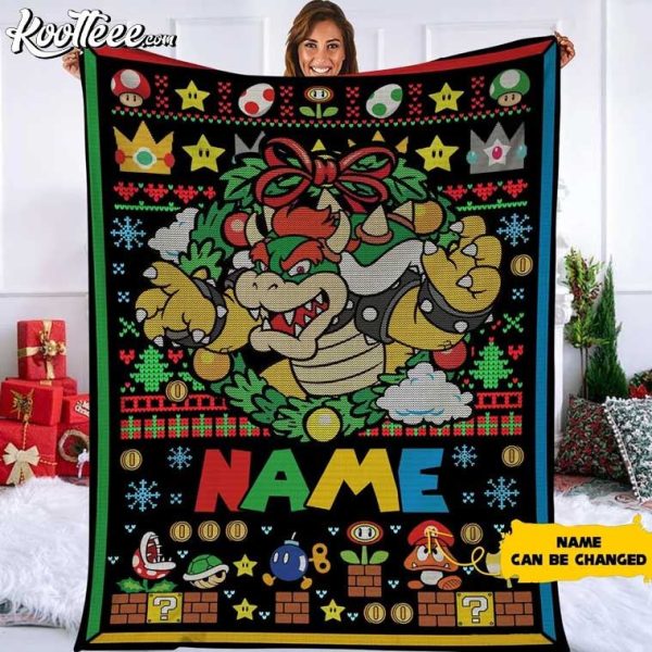 Personalized Super Mario Bowser Christmas Fleece Blanket