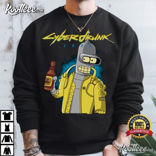 Bender Cyberdrunk Funny Drinking Futurama T-Shirt