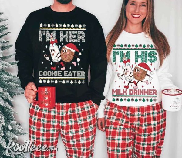 Cookie Eater Milk Drinker Matching Christmas Couple Shirts